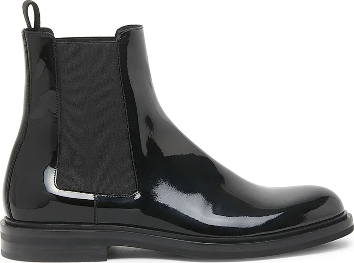 Men's Patent Leather Chelsea Boots - Nero - Size 9