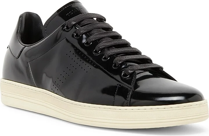 Men's Patent Leather Low-Top Sneakers - Black Cream - Size 11 - Image 2