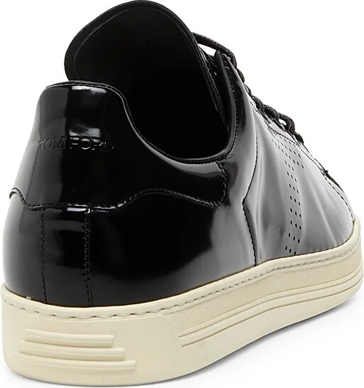 Men's Patent Leather Low-Top Sneakers - Black Cream - Size 11 - Image 3