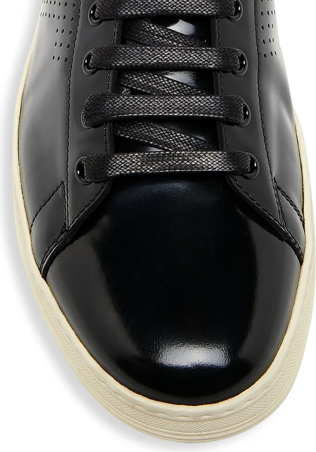Men's Patent Leather Low-Top Sneakers - Black Cream - Size 11 - Image 4