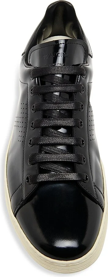 Men's Patent Leather Low-Top Sneakers - Black Cream - Size 11 - Image 5