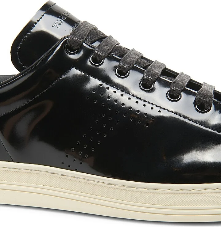 Men's Patent Leather Low-Top Sneakers - Black Cream - Size 11 - Image 6