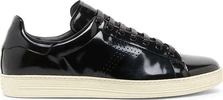 Men's Patent Leather Low-Top Sneakers - Black Cream - Size 11