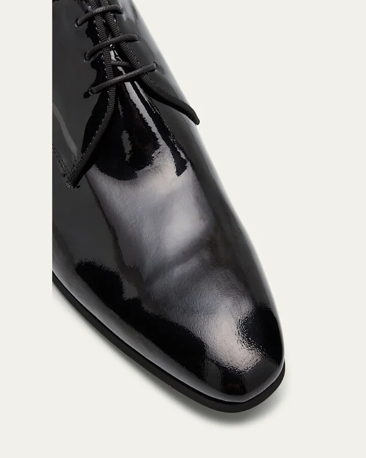 Men's Patent Leather Rubber-Sole Derby Shoes - Image 3