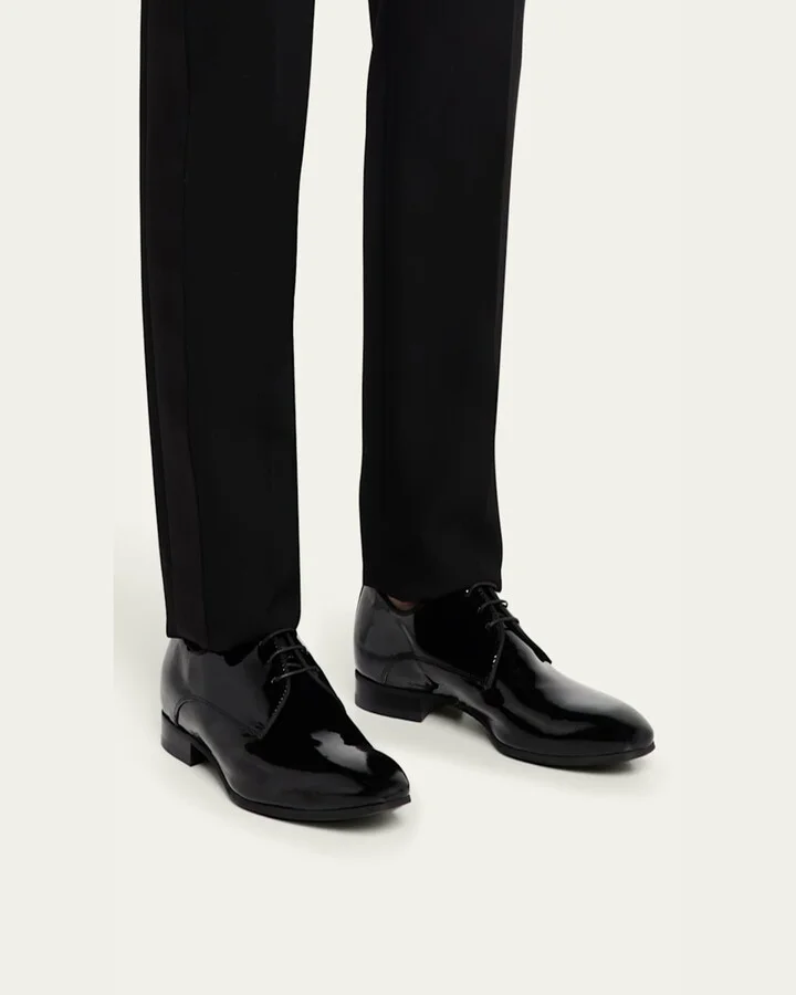 Men's Patent Leather Rubber-Sole Derby Shoes - Image 4