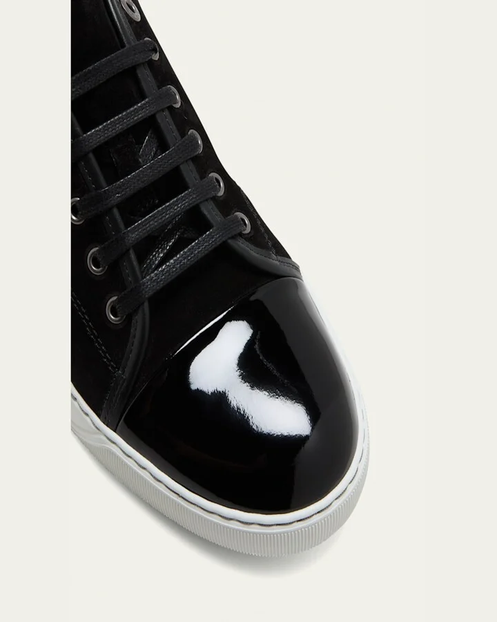 Men's Patent Leather/Suede Low-Top Sneakers - Image 3