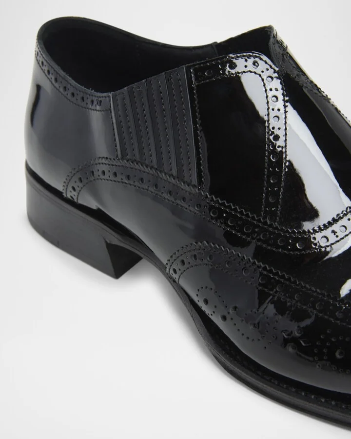 Men's Patent Wingtip Brogue Loafers - Image 7