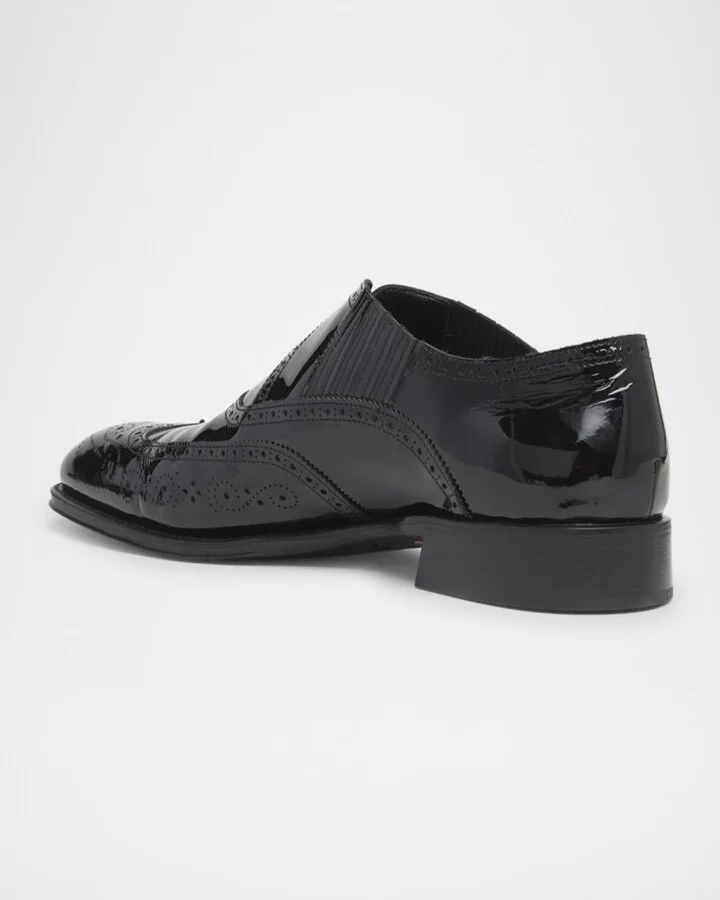 Men's Patent Wingtip Brogue Loafers - Image 11