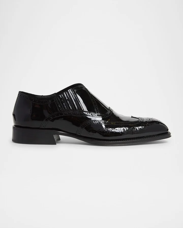 Men's Patent Wingtip Brogue Loafers