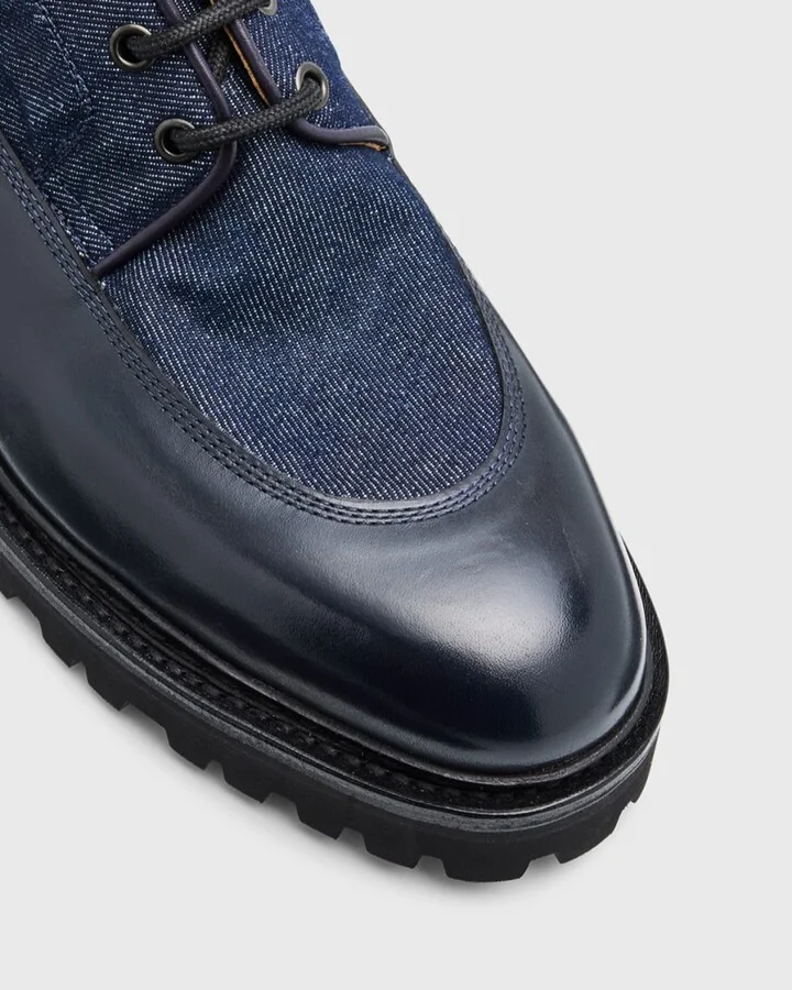 Men's Peak Denim and Leather Lace-Up Boots - Image 3