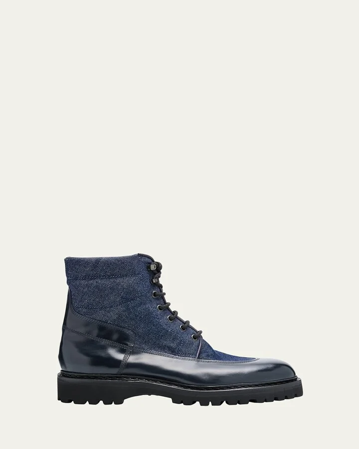 Men's Peak Denim and Leather Lace-Up Boots