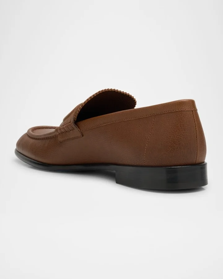 Men's Pearl Leather B-Logo Penny Loafers - Image 5