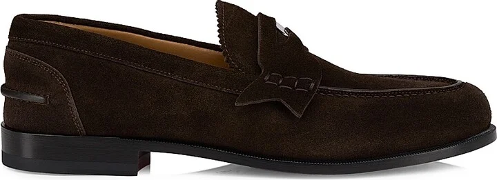 Men's Penny Leather Flat Crosta Loafers - Cafe - Size 7