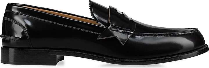 Men's Penny Leather Loafers - Black - Size 6.5