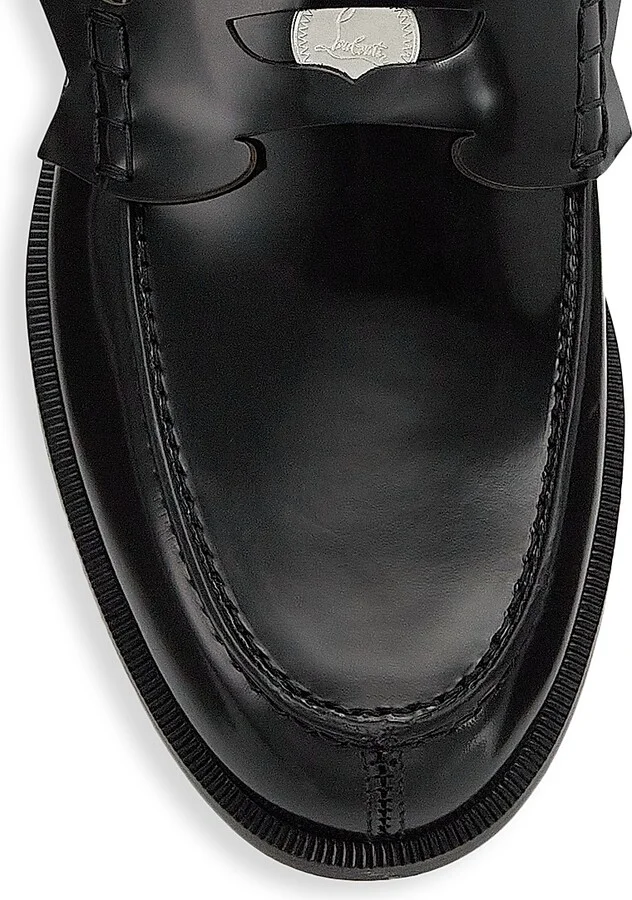 Men's Penny Leather Loafers - Black - Size 8 - Image 4