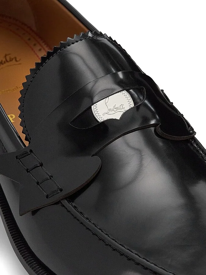 Men's Penny Leather Loafers - Black - Size 8 - Image 6