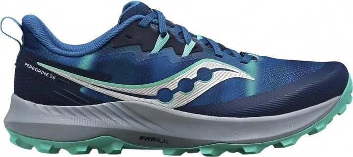 Men's Peregrine 14 Trail Running Shoes In Navy/mint