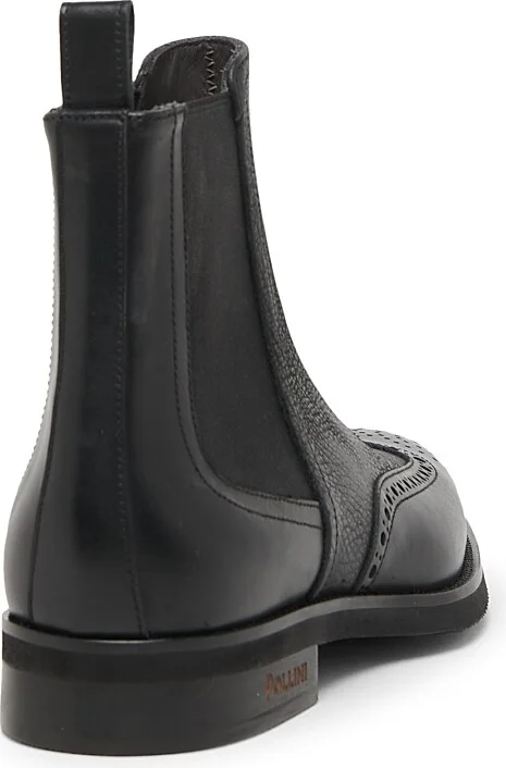 Men's Perforated Leather Ankle Boots - Black - Size 8 - Image 3