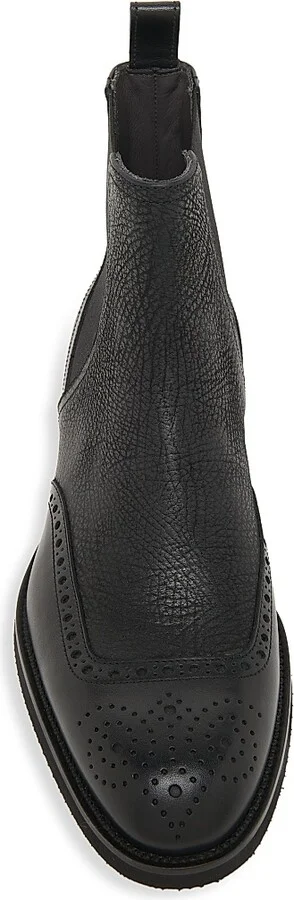 Men's Perforated Leather Ankle Boots - Black - Size 8 - Image 5