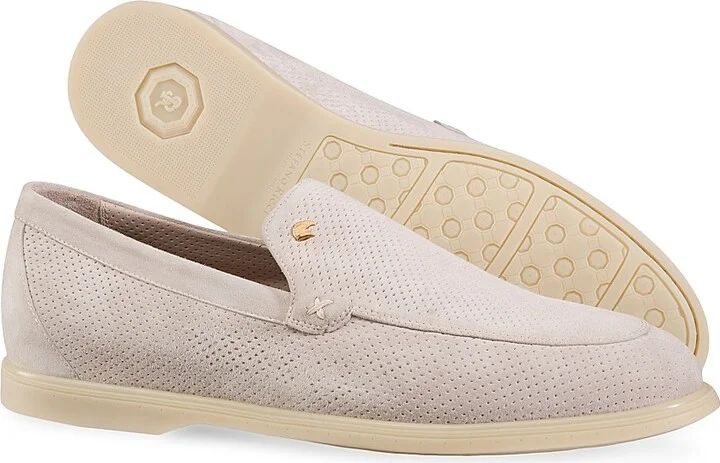 Men's Perforated Suede Loafers - Beige - Size 7.5 - Image 3