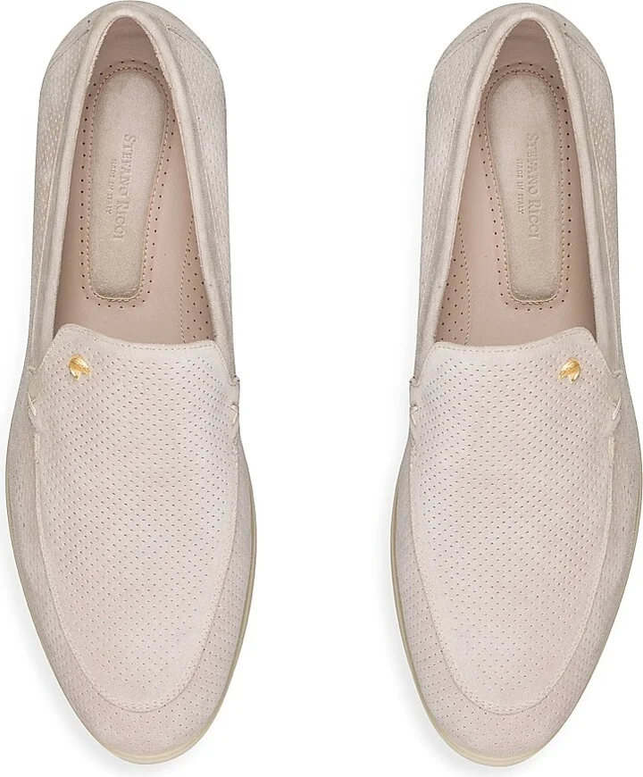 Men's Perforated Suede Loafers - Beige - Size 7.5 - Image 4