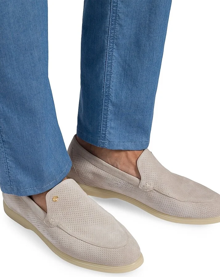 Men's Perforated Suede Loafers - Beige - Size 7.5 - Image 5