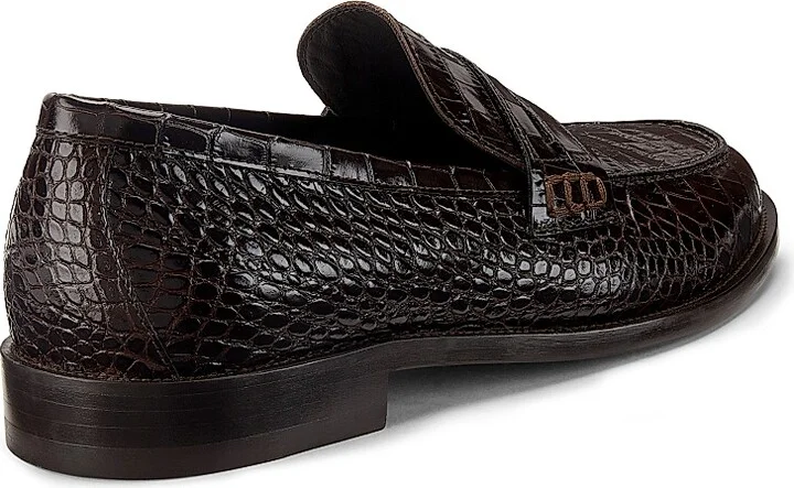 Men's Perry Embossed Leather Loafers - Dark Brown - Size 9.5 - Image 3