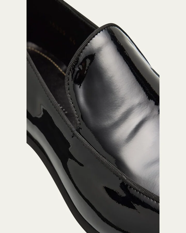 Men's Piped Patent Leather Apron-Toe Venetian Loafers - Image 9