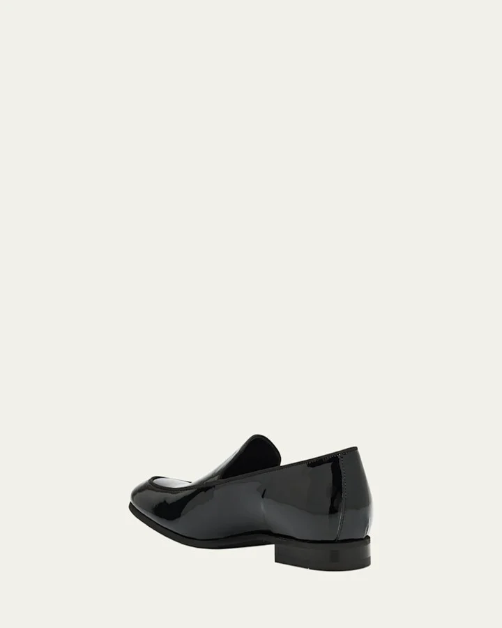 Men's Piped Patent Leather Apron-Toe Venetian Loafers - Image 10