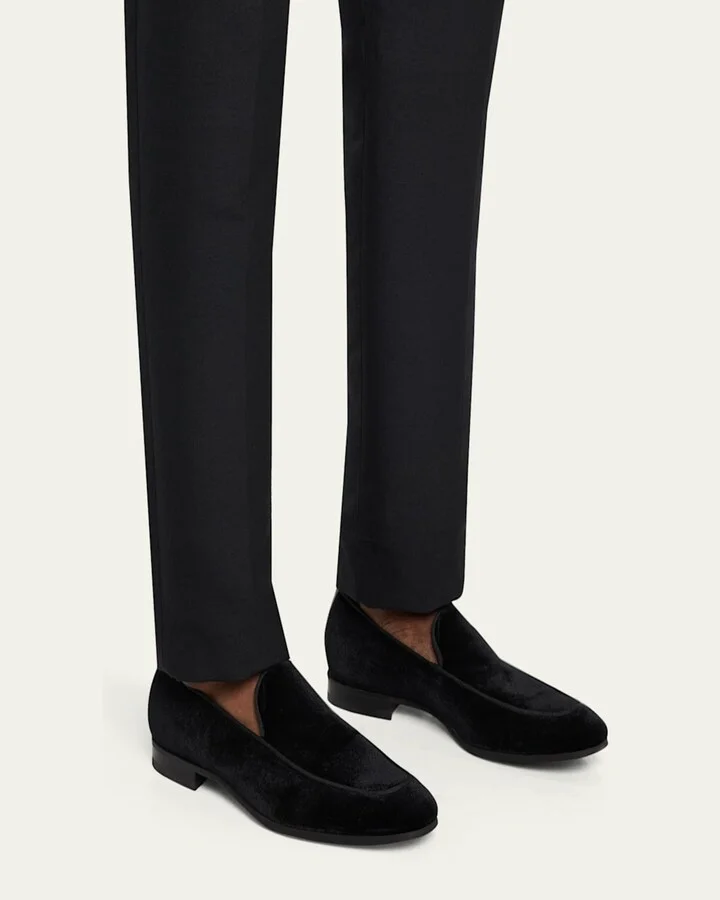 Men's Piped Velvet Apron-Toe Venetian Loafers - Image 8