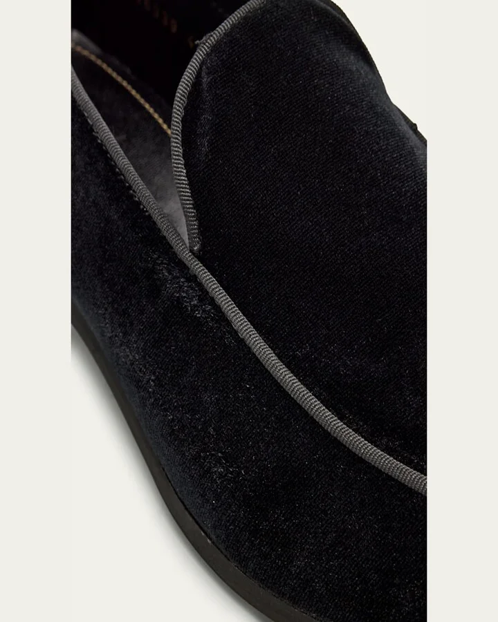 Men's Piped Velvet Apron-Toe Venetian Loafers - Image 10