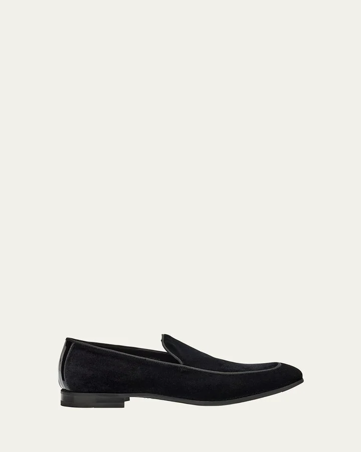 Men's Piped Velvet Apron-Toe Venetian Loafers