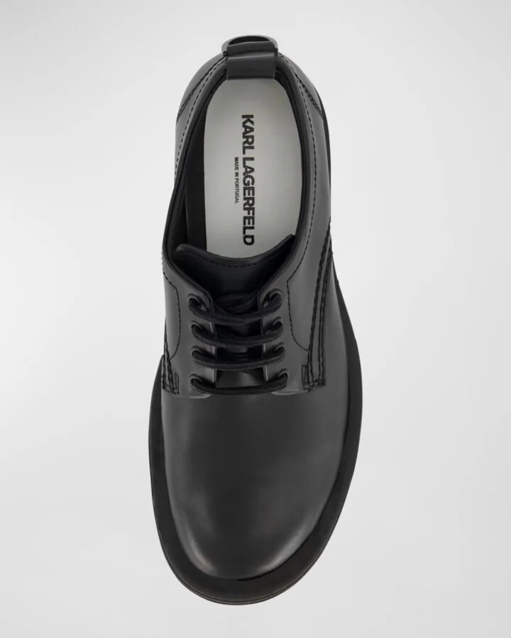 Men's Plain Toe Leather Derby Shoes - Image 3