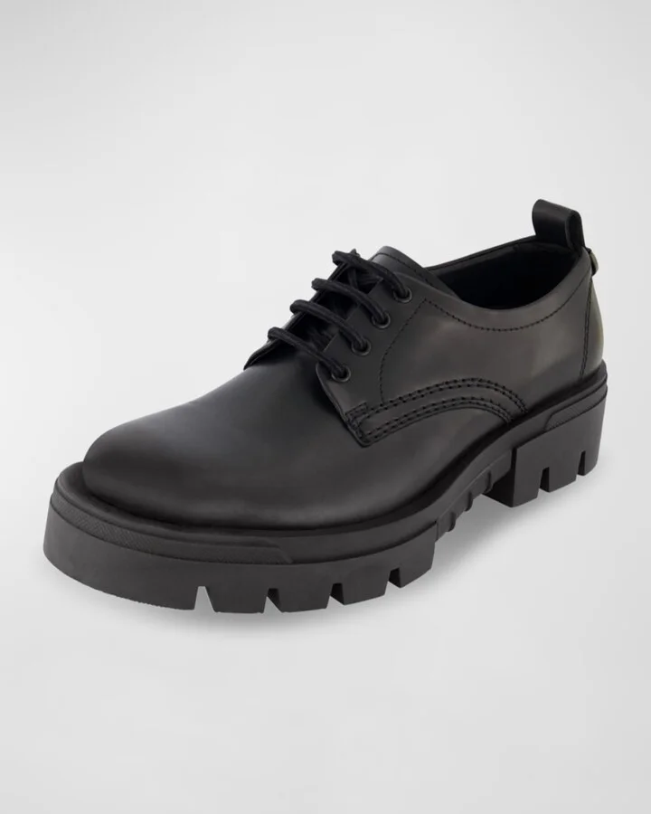 Men's Plain Toe Leather Derby Shoes - Image 4