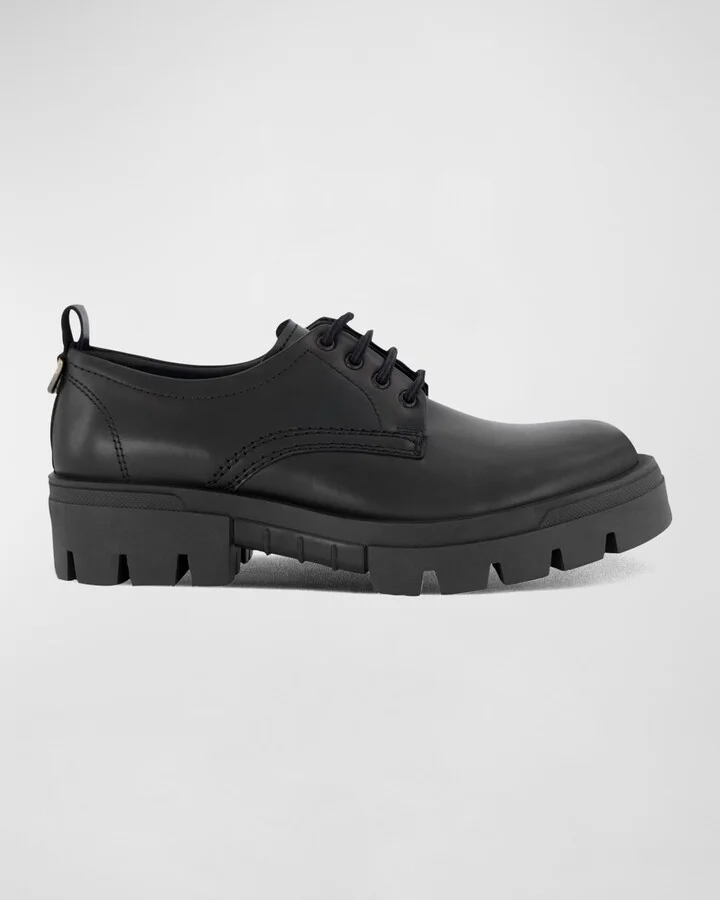 Men's Plain Toe Leather Derby Shoes