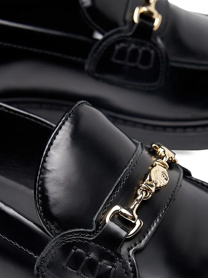 Men's Polido Leather Loafers - Black - Size 12 - Image 4