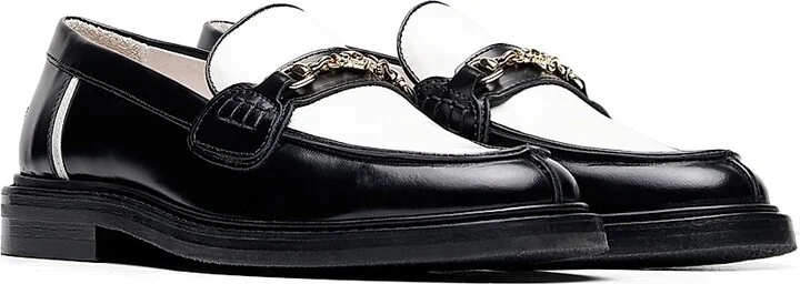 Men's Polido Leather Loafers - White Black - Size 7 - Image 2
