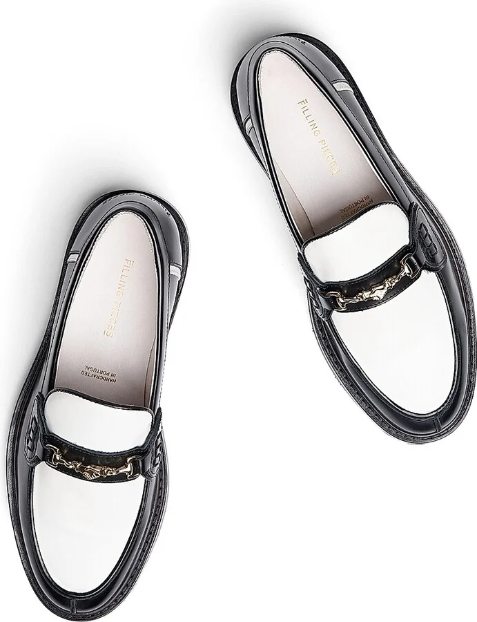Men's Polido Leather Loafers - White Black - Size 7 - Image 4
