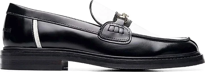 Men's Polido Leather Loafers - White Black - Size 7