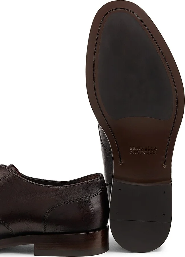 Men's Polished Leather Oxfords - Brown - Size 9 - Image 6