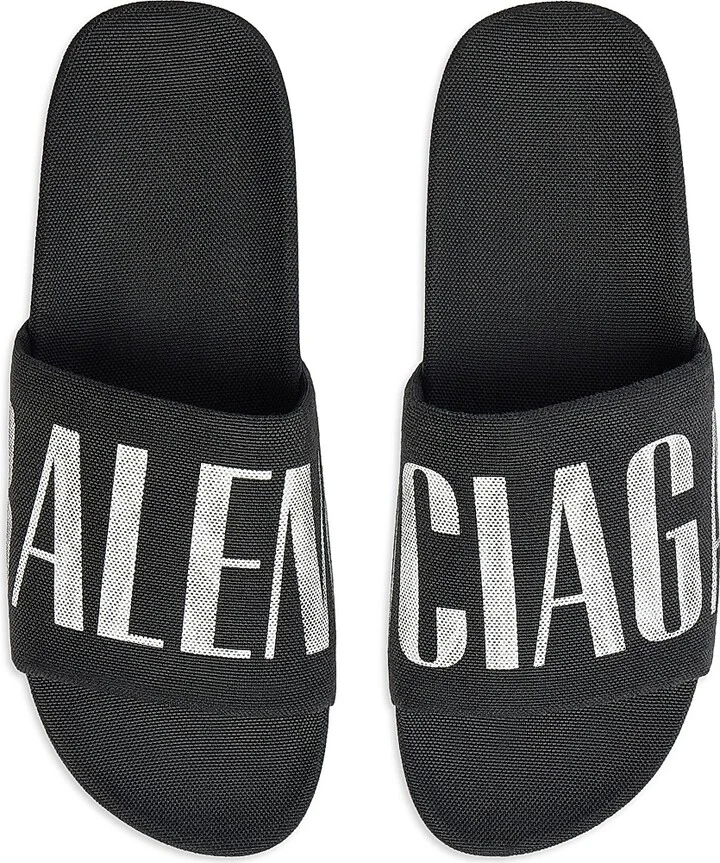 Men's Pool Slide Sandals - Black White - Size 6 - Image 6