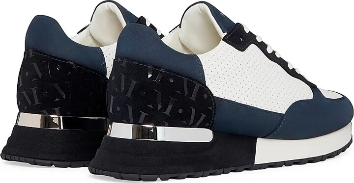 Men's Popham Perforated Leather Sneakers - Navy - Size 6 - Image 3