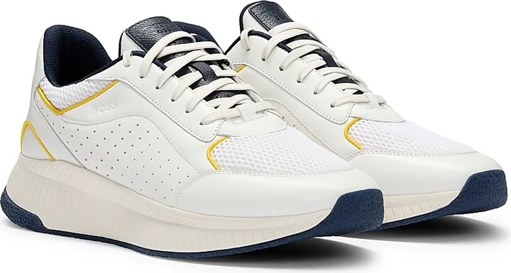 Men's Porsche x BOSS Perforated-Leather Trainers Sneakers - White - Size 6 - Image 2