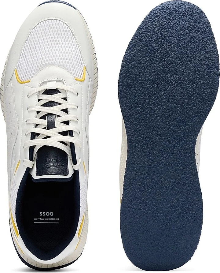 Men's Porsche x BOSS Perforated-Leather Trainers Sneakers - White - Size 6 - Image 4