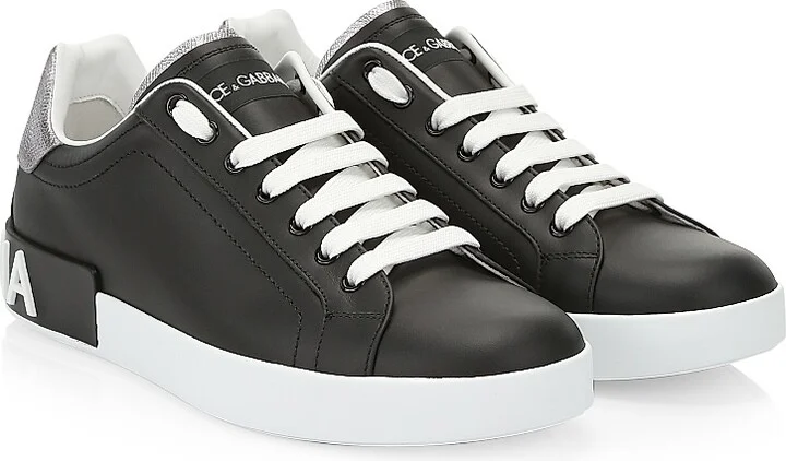Men's Portofino Leather Sneakers - Black Silver - Size 6 - Image 2