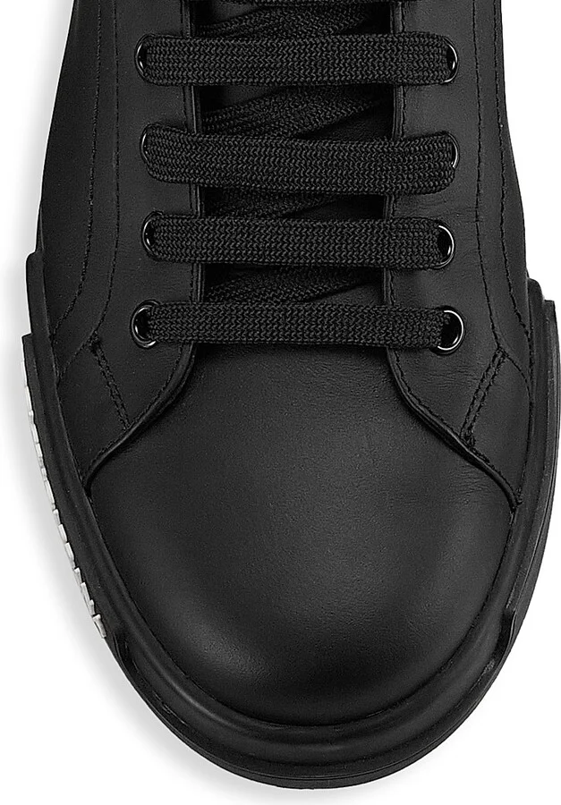 Men's Portofino Leather Sneakers - Nero - Size 6 - Image 4