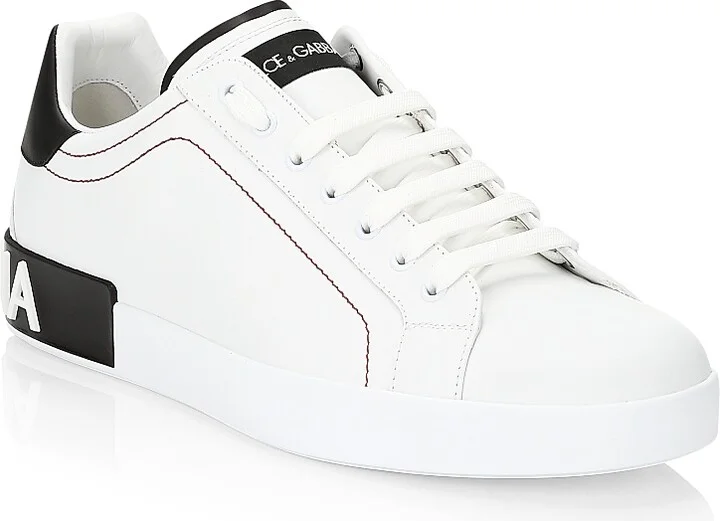 Men's Portofino Leather Sneakers - White Black - Size 8.5 - Image 2