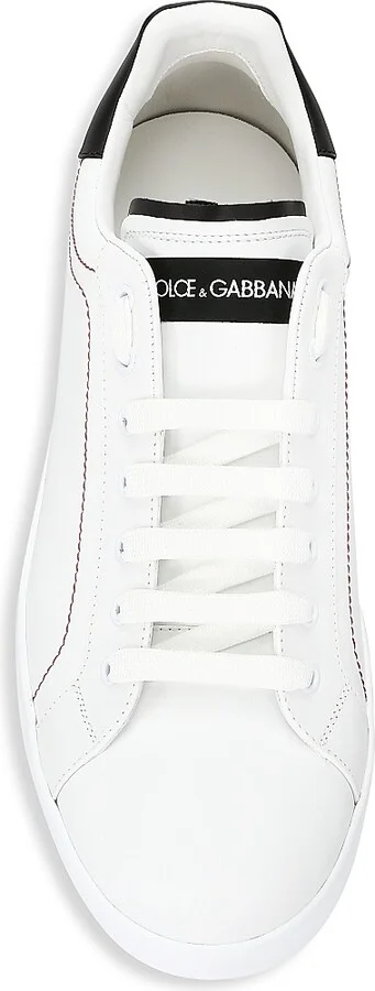 Men's Portofino Leather Sneakers - White Black - Size 8.5 - Image 5