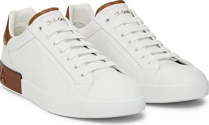 Men's Portofino Leather Sneakers - White Tan - Size 6 - Image 2