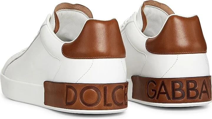 Men's Portofino Leather Sneakers - White Tan - Size 6 - Image 3